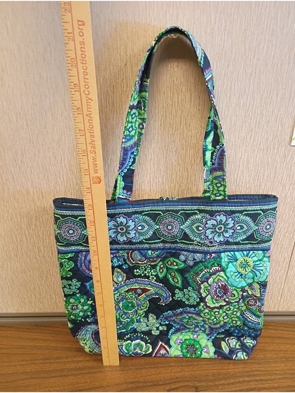 Vera Bradley Blue Rhapsody Retired Quilted Tote Shoulder Bag Floral Blue Green - Picture 4 of 10